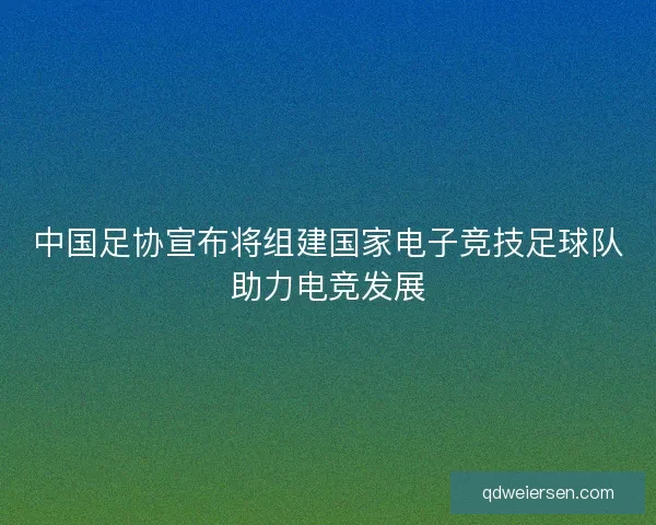 中国足协宣布将组建国家电子竞技足球队助力电竞发展